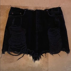 LF Carmar distressed jean skirt